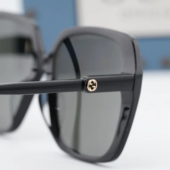 GUCCI GG0533SA 001 Square Black Shiny Black Grey Women\'s Sunglasses 56-17-150 Gucci | Accessories | Gucci Gg533sa 00 Square Black Shiny  main image 4